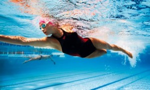 Woman swimming in a pool